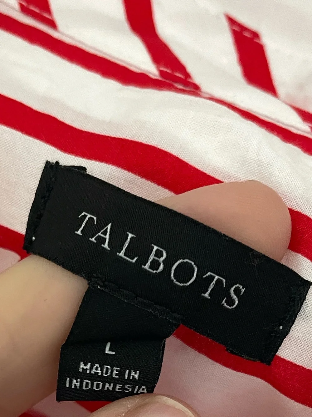Talbots Poplin Short Shirt Red White Nautical Stripe Coastal Preppy - Picture 4 of 7